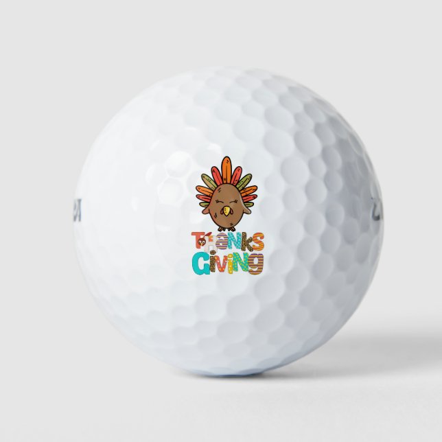 Golf Thanksgiving  with turkey trot Golf Balls (Front)
