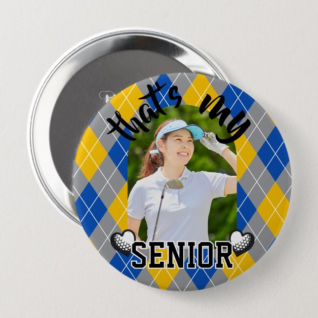 Golf That's my Senior Player blue yellow Button (Front & Back)
