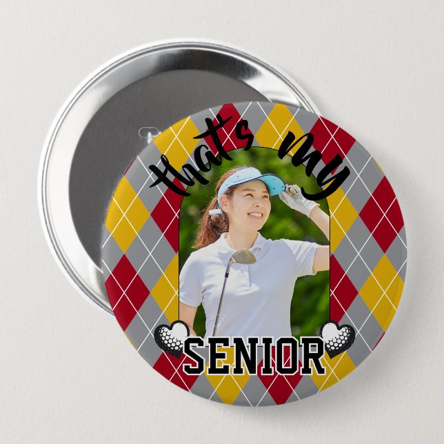 Golf That's my Senior player red yellow Button (Front & Back)