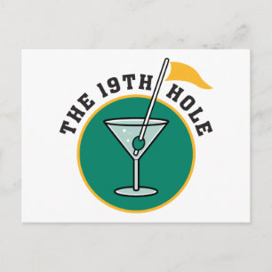 Golf The 19th Hole Drinking Postcard