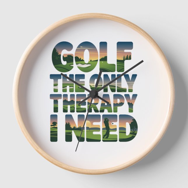 Golf the Only Therapy, Trendy Clock (Front)