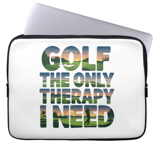 Golf the Only Therapy, Trendy Laptop Sleeve (Front)