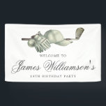 Golf Theme 18th Birthday Party Custom Welcome Banner<br><div class="desc">Welcome your guests with this elegant golf theme birthday party welcome banner. The top of is decorated with golf accessories - a golf club, golf ball, hat and gloves. The watercolor design creates a traditional and classic aesthetic. Perfect for a birthday bash at the club or a backyard BBQ. All...</div>