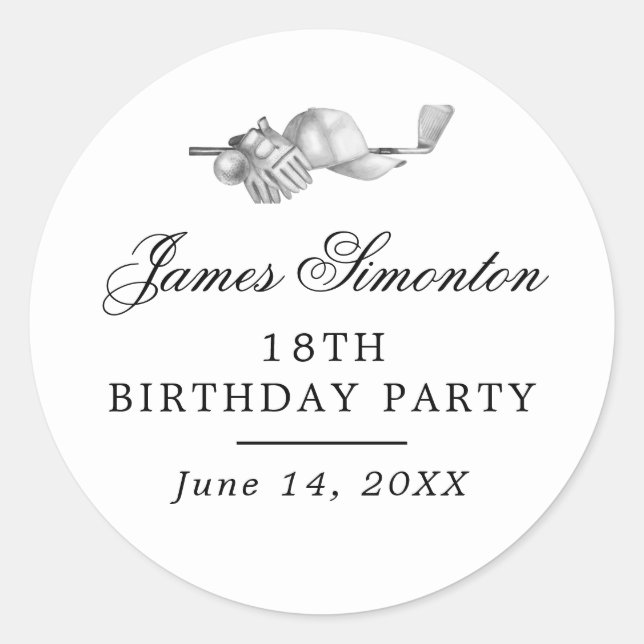 Golf Theme 18th Birthday Party Envelope Seal (Front)