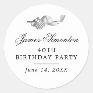 Golf Theme 40th Birthday Party Envelope Seal