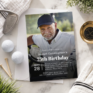 Golf Theme 75th Birthday Party Photo Invitation