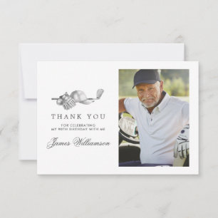 Golf Theme 90th Birthday Photo Thank You Card