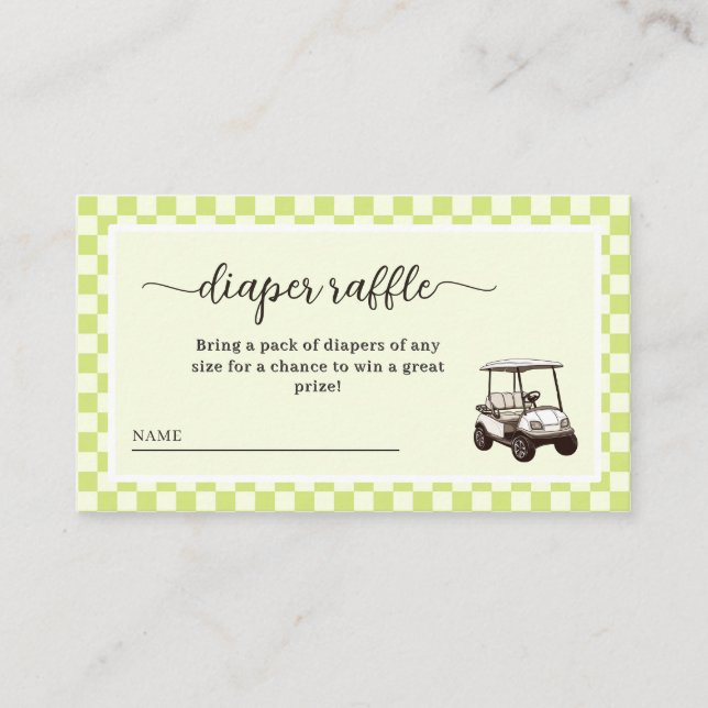 Golf theme baby shower diaper raffle enclosure card (Front)