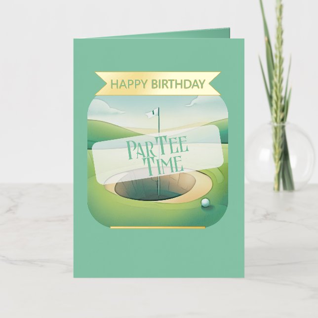 Golf Theme Birthday Foil Greeting Card (Front)