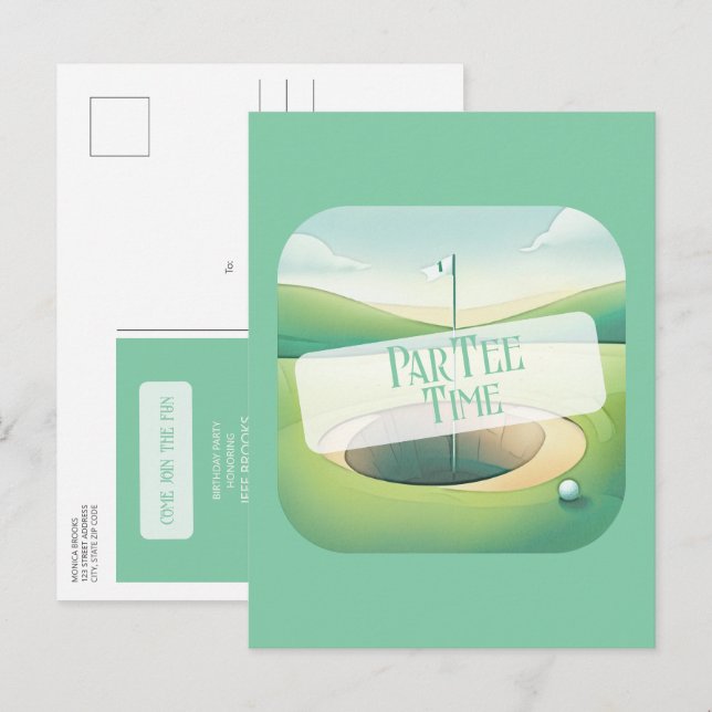 Golf Theme Birthday Invitation Postcard (Front/Back)