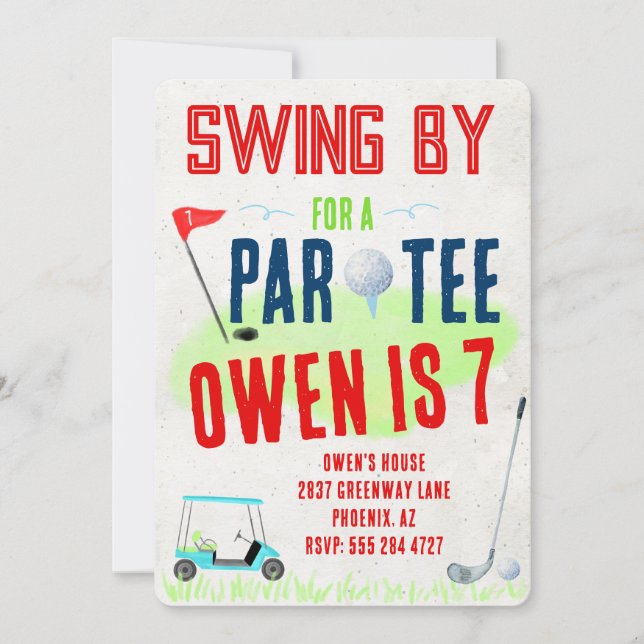 Golf Theme Birthday Party Invitations (Front)