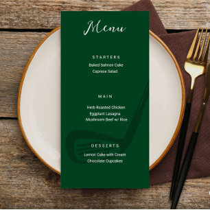 Golf Theme Birthday Party Menu Card
