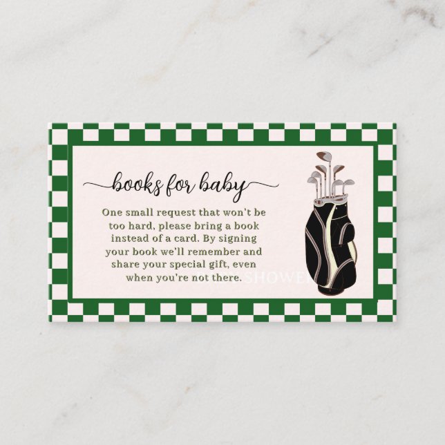 Golf theme books for baby enclosure card (Front)