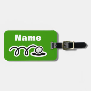 Golf theme luggage bag tag with customisable text