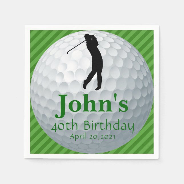Golf Theme Man's Birthday Personalised Napkin (Front)