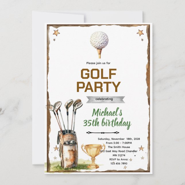 Golf theme party Invitation (Front)
