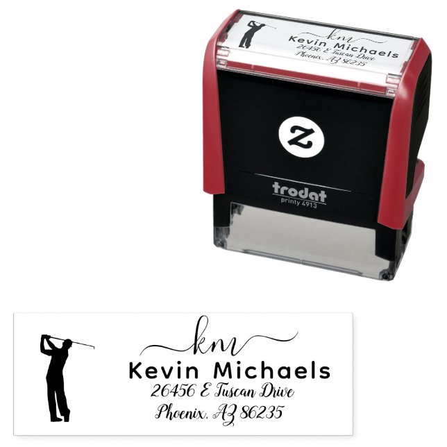 GOLF Theme Personalised Monogram Self-inking Stamp (In Situ)