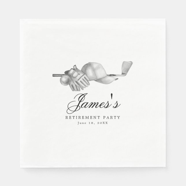 Golf Theme Retirement Party Custom Napkin (Front)