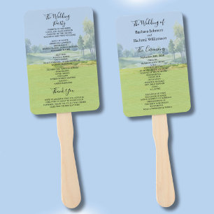 Golf Theme Wedding Ceremony Order of Service Hand Fan