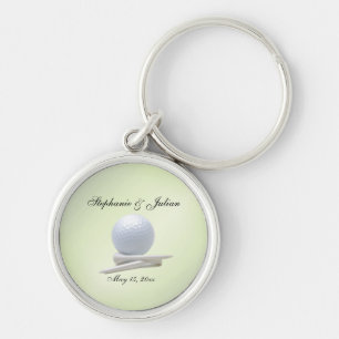 Golf Theme Wedding Green Names and Date Key Ring