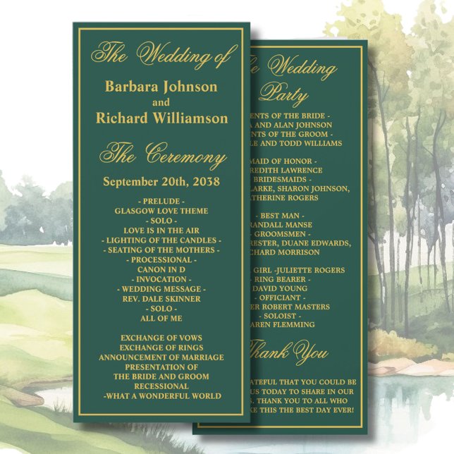 Golf Theme Wedding Order of Service Program (Creator Uploaded)