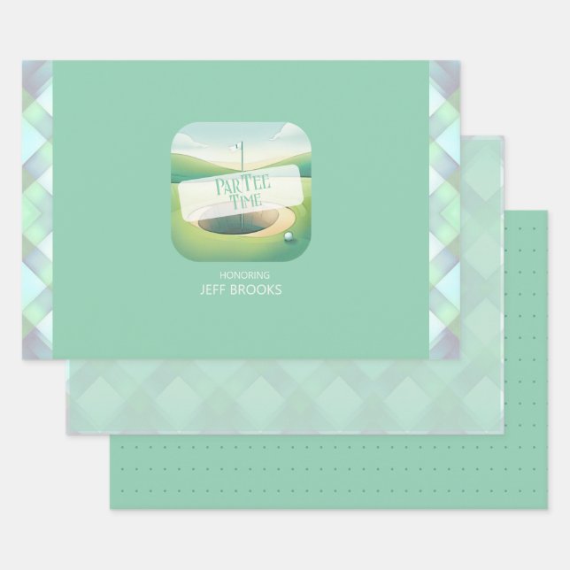 Golf Theme Wrapping Paper Flat Sheet Set of 3 (Set)