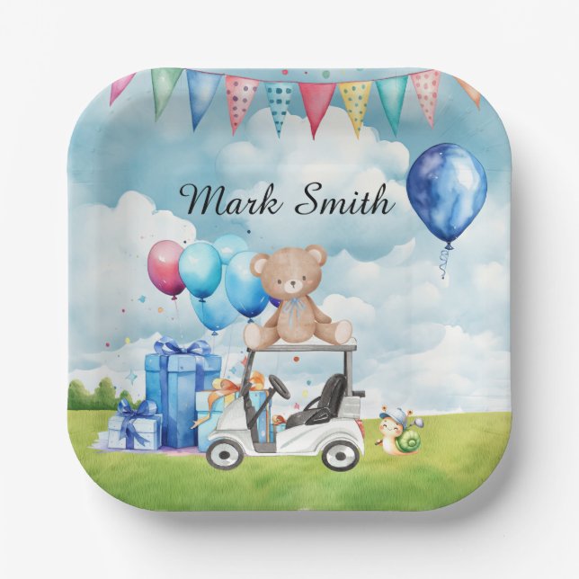 Golf  themed Baby Shower / Birthday for Boy  Paper Plate (Front)