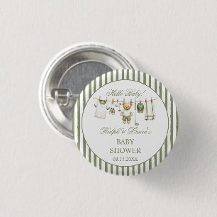 Golf Themed Bear Baby Shower 3 Cm Round Badge