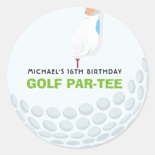 Golf Themed Birthday Classic Round Sticker