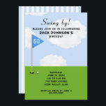 Golf Themed Birthday Invitation<br><div class="desc">Creative golf birthday party or golf-themed event invitations featuring flagstick on fairway. Edit text to create a custom invite for your favourite golfer.</div>