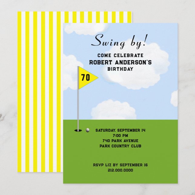 Golf Themed Birthday Party Invitation (Front/Back)