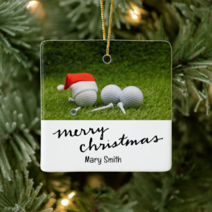 Golf themed Christmas gifts for Golfer Ceramic Ornament