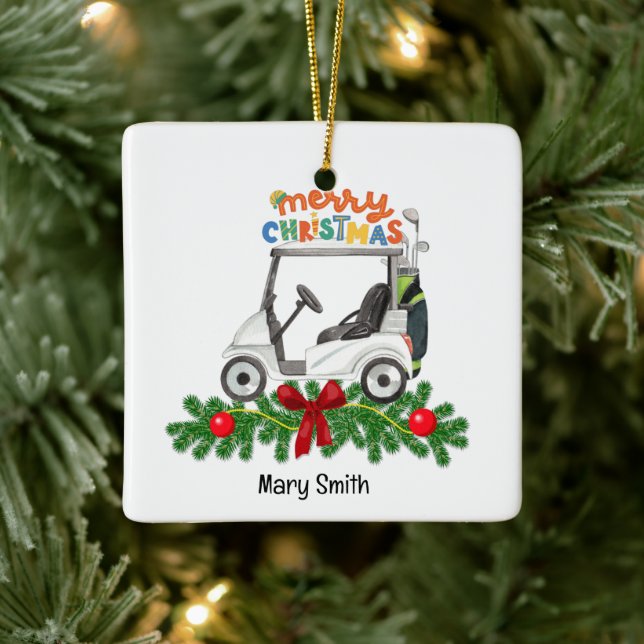 Golf themed Christmas gifts for Golfer Ceramic Ornament (Tree)