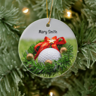 Golf themed Christmas gifts for Golfer Ceramic Tree Decoration