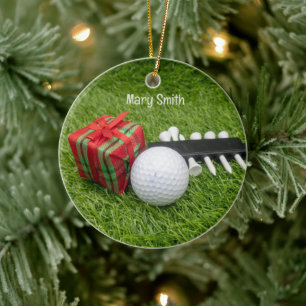 Golf themed Christmas gifts for Golfer Ceramic Tree Decoration