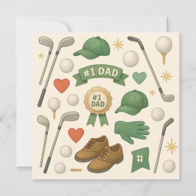 Golf themed for Dad  Holiday Card (Front)