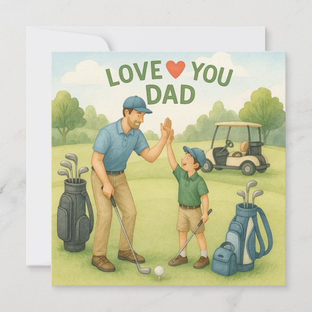 Golf themed for Dad  Holiday Card (Front)