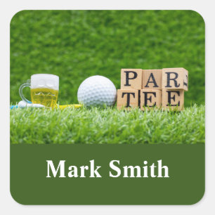 Golf-themed for Let's Par tee for golfer party Square Sticker