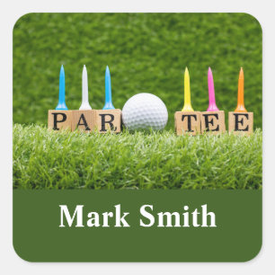 Golf-themed for Let's Par tee for golfer party Square Sticker