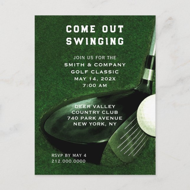 Golf Themed Invitation Postcard (Front)