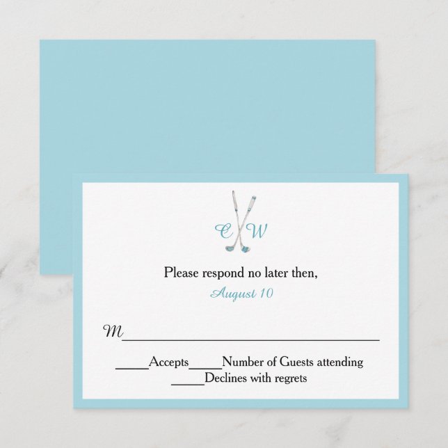 Golf Themed Monogrammed Wedding RSVP (Front/Back)