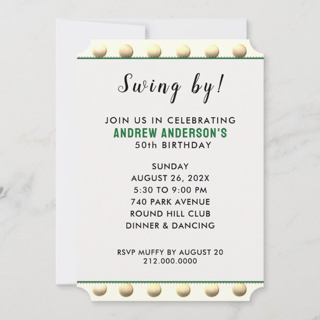 Golf Themed Party Invitation (Front)