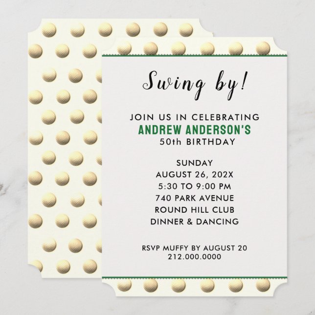 Golf Themed Party Invitation (Front/Back)