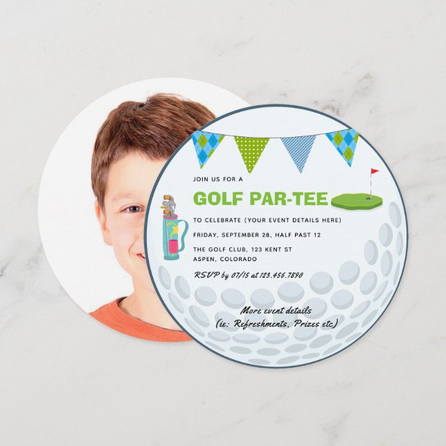 Golf Themed Party Photo Invitation (Front/Back)