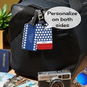 golf themed pattern custom name navy luggage tag