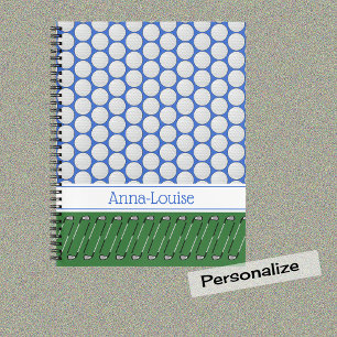 Golf themed pattern custom name notebook