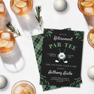Golf Themed Retirement Party Greenery Black Invitation
