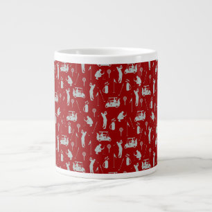 Golf themed with bag cart Golfer on red Large Coffee Mug