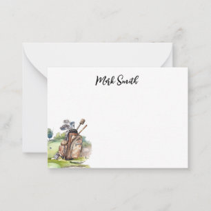 Golf themed with Name for golfer Note Card