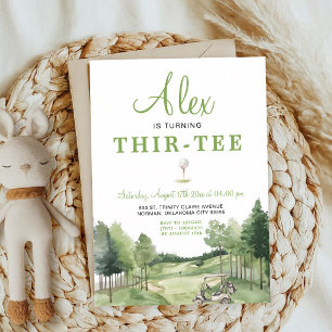 Golf Thir-Tee Adult Birthday Green Invitation
